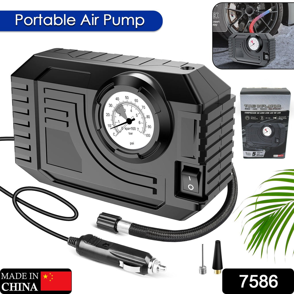 Portable Tire Inflator Air Compressor 12V (With LED)