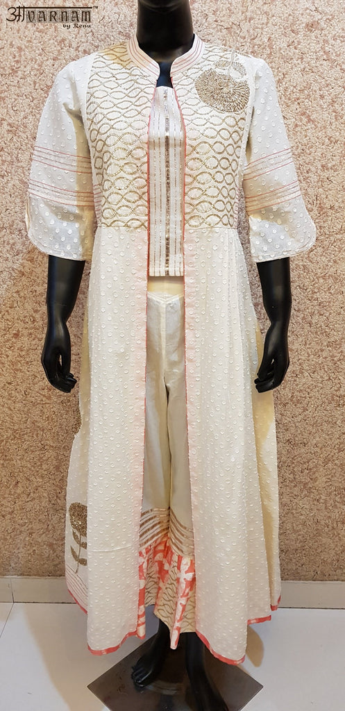 Aavarnam By Renu - Gotta Work Top and Gotta Work Pallazo With Embroidered Cape - D00021 - ALL MY WISH