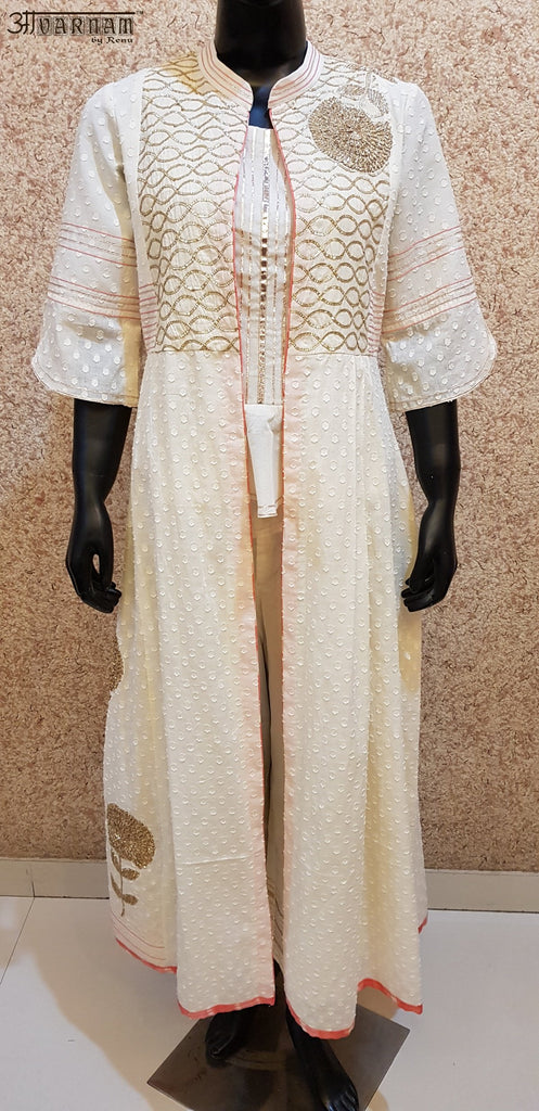 Aavarnam By Renu - Gotta Work Peplum Top and Gotta Work Pallazo With Embroidered Cape - D00022 - ALL MY WISH