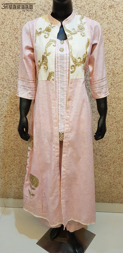 Aavarnam By Renu - Top and Pallazo With Embroidered Cape - 2827D00030 - ALL MY WISH