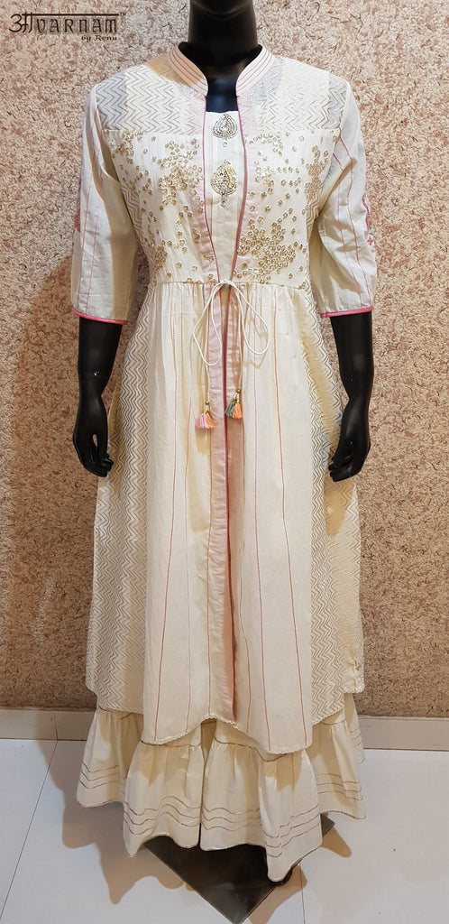 Aavarnam By Renu - Top With Embroidered Gotta Work Cape and Gotta Work Gharara - 2012D00045 - ALL MY WISH