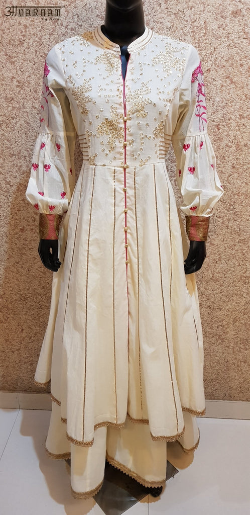Aavarnam By Renu - Embroidered Gotta Work Kalidar Shirt With Kalidar Sharara - 2869D00048 - ALL MY WISH