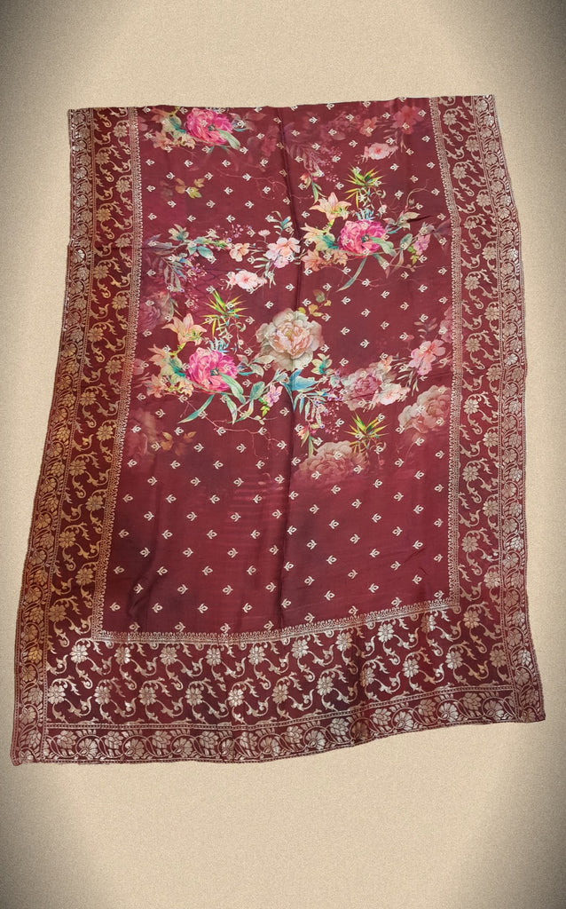 Floral Opara Soft Silk Brocade Banarasi Dupatta - DP00016 - ALL MY WISH