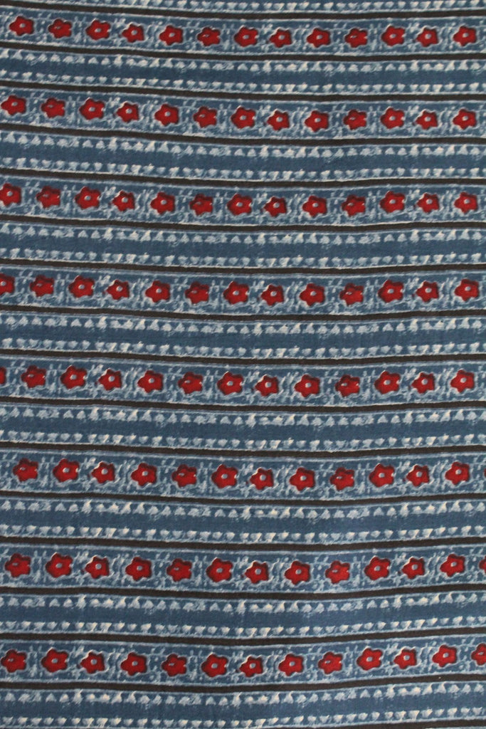Blue Block Printed Cotton Fabric - F00005 - ALL MY WISH