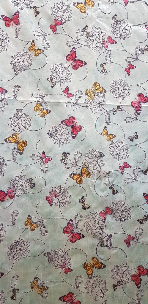 Embroidered Dupion Silk Fabric - F00119 - ALL MY WISH