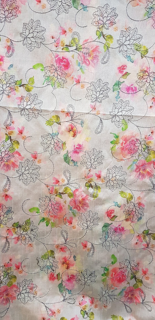Embroidered Dupion Silk Fabric - F00120 - ALL MY WISH