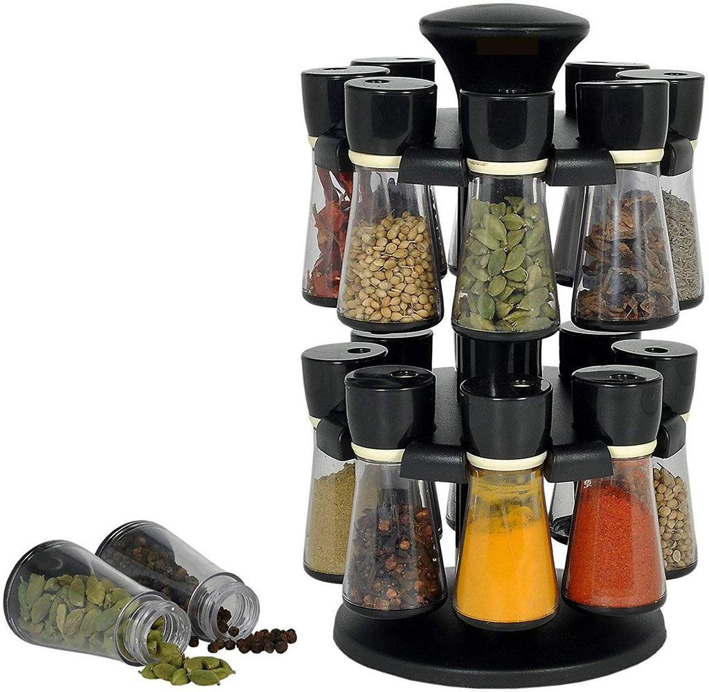 Plastic Revolving Spices Rack Set (Set of 16) - H00002 - ALL MY WISH