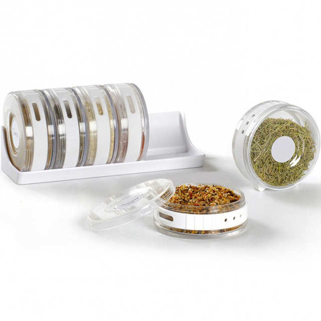 Cylindra Spice Rack Set Of 6 Rotary Seasoning Box  - H00160 - ALL MY WISH