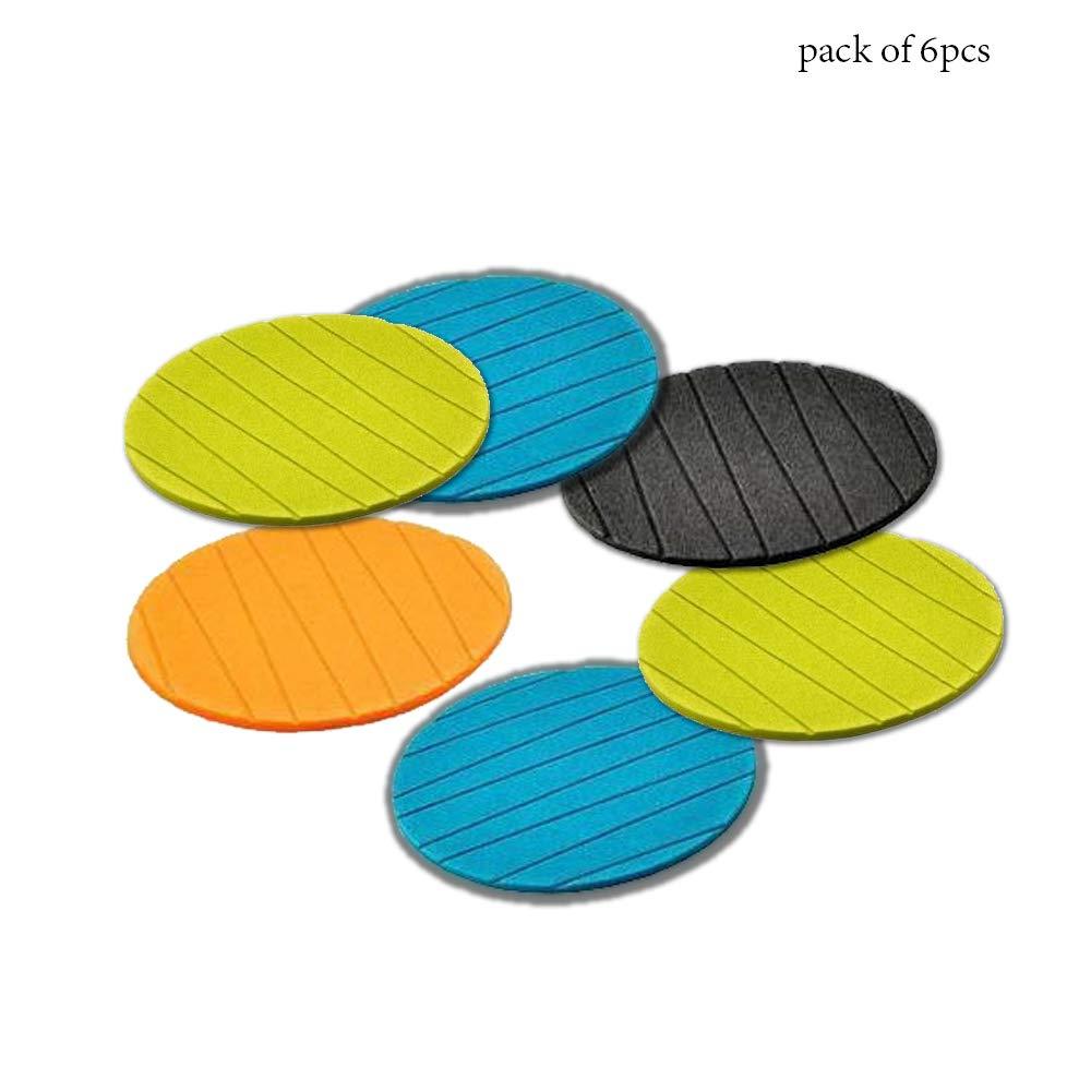 6 Pcs Useful Round Shape Plain Silicone Cup Mat Coaster - H00289 - ALL MY WISH