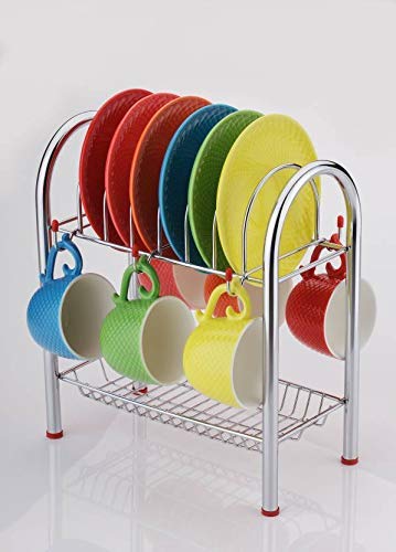 Stainless Steel Cup and Saucer Stand/Holder for 6 Cups, 6 Plates - H00325 - ALL MY WISH