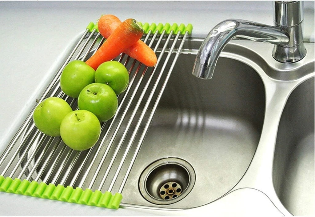 Stainless Steel Foldable Roll-Up Kitchen Sink Drying Rack - H00332 - ALL MY WISH