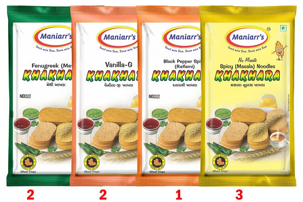 Khakhra with 4 Flavours (360 gm, Pack Of 8) - H00349 - ALL MY WISH