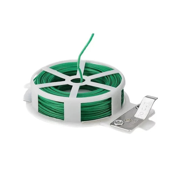 Plastic Twist Tie Wire Spool With Cutter For Garden Yard Plant 50m (Green) - H00363 - ALL MY WISH