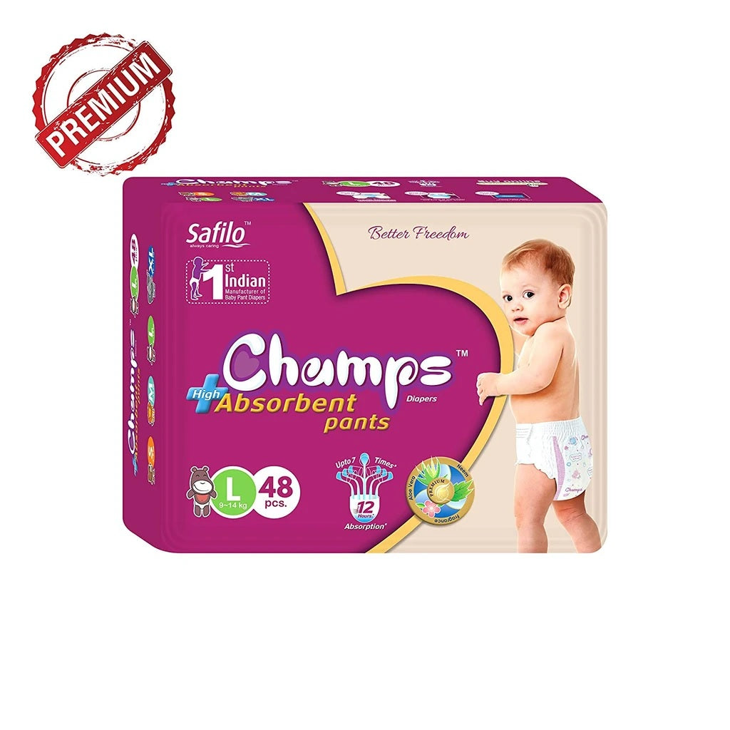 Premium Champs High Absorbent Pant Style Diaper Large Size, 48 Pcs - H00441 - ALL MY WISH