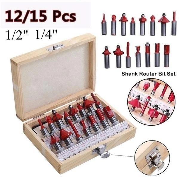 12/15pcs Milling Cutter Router Bit Set - H00607 - ALL MY WISH