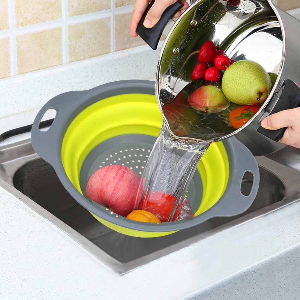 Silicone Collapsable Washing Foldable Strainer (Random Color) - H00653 - ALL MY WISH