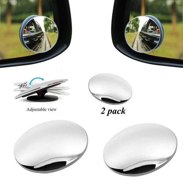 Buy Blind Spot Round Wide Angle Adjustable Convex Rear View Mirror - Pack of 2 - H01045
