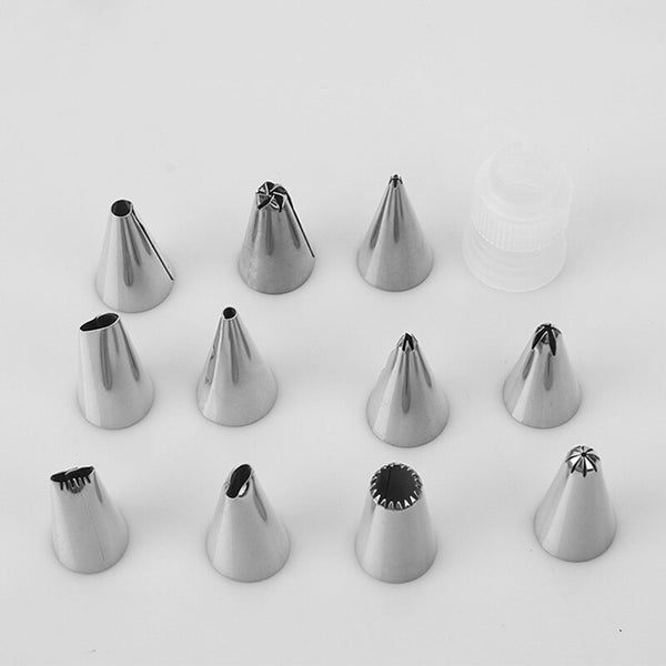 Buy 12 Pcs Set Icing Piping Cream Stainless Steel Nozzle Pastry Tools - H01096