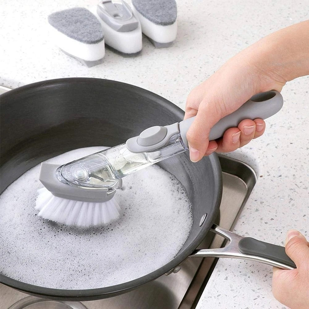 Buy Automatic Liquid Dispenser Dish Clean Brush Scrubber - H01109