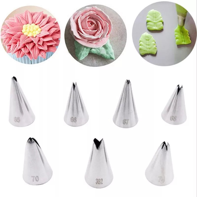Buy 7 Pcs/lot Decorating Leaves Met Cream Tips Stainless Steel Icing Piping Nozzles Cake Decorating Tools Cupcake Pastry