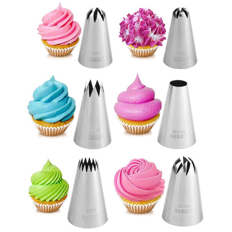6 Pcs Cake Decorating Frosting Icing Piping Nozzle Set - H01123