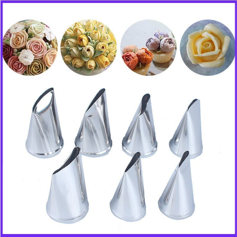 Buy 7 Pcs Decorating Tip Set Rose tulip petal Stainless Steel Icing Piping Nozzles 