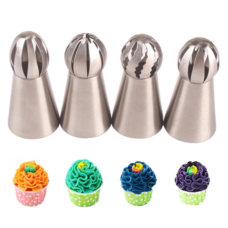 Buy 4Pcs/Set Stainless Steel Russian Sphere Icing Piping Nozzles Set 