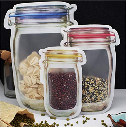 Buy 3 Pcs Combo Reusable Airtight Seal Plastic Food Storage Mason Jar Zipper Bags - H01146