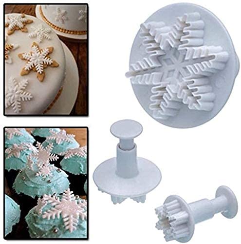 Buy 3 Pcs Sugarcraft Veined Snowflake Plunger Mold Cake Cutter Mould Cookie Cutter Mold - H01210