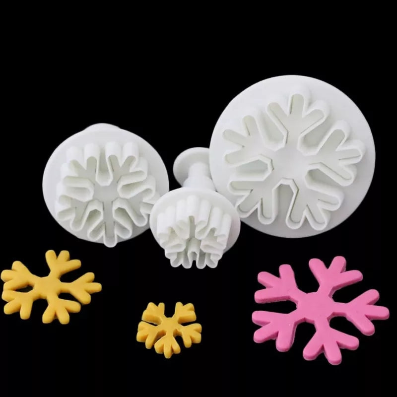 Buy 3 Pcs Sugarcraft  Snowflake Plunger Mold Cake Cutter Mould Cookie Cutter Mold - H01211