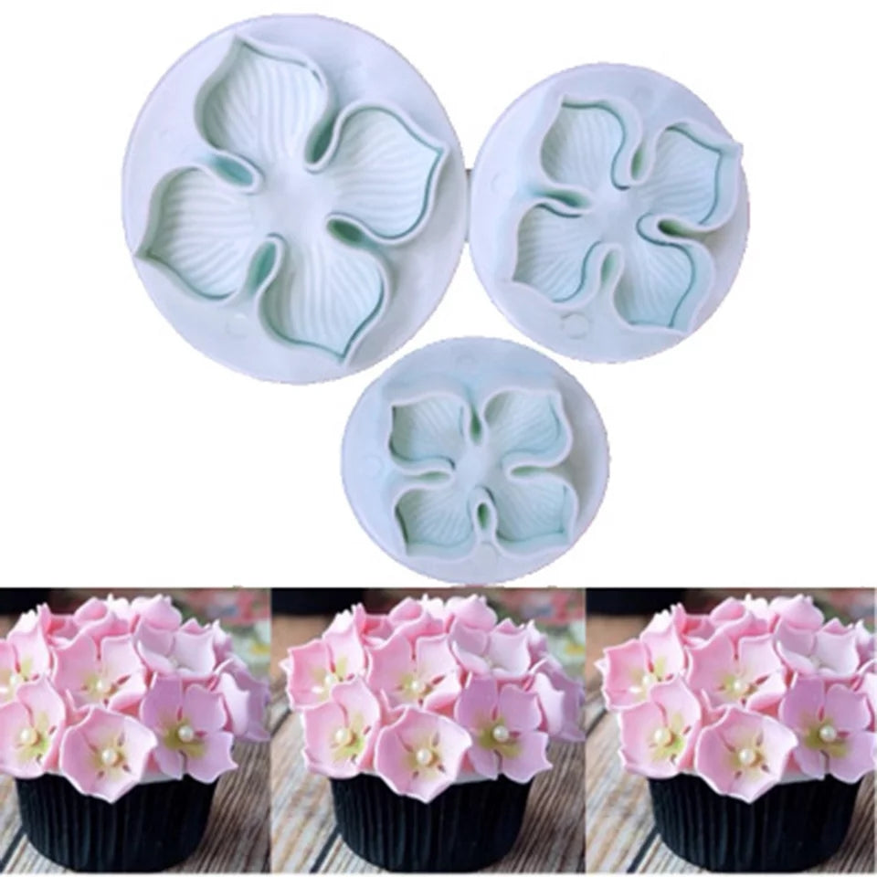 Buy 3 Pcs Hydrangea Flower Plunger Mold Cake Cutter Mould Cookie Cutter Mould - H01213