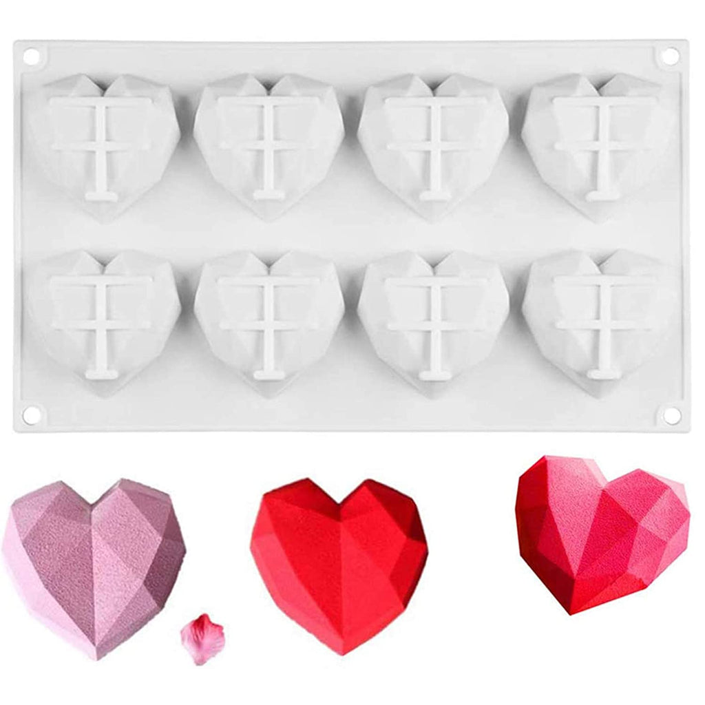 Buy 3D Diamond Heart Shape Mould (8-Cavity) Online - ALLMYWISH.COM
