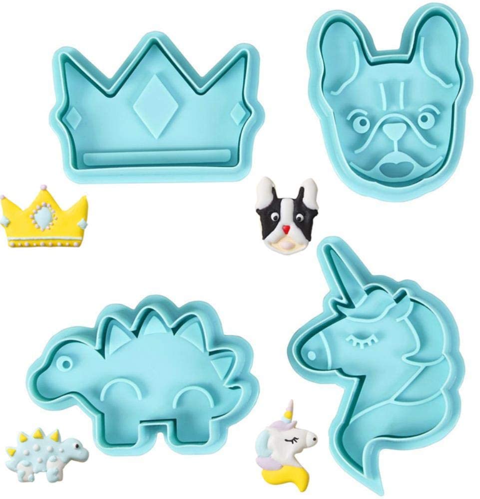 Buy  4 Pcs/Set - Crown Dinosaur Unicorn Cake Plunger Cutter - ALLMYWISH.COM