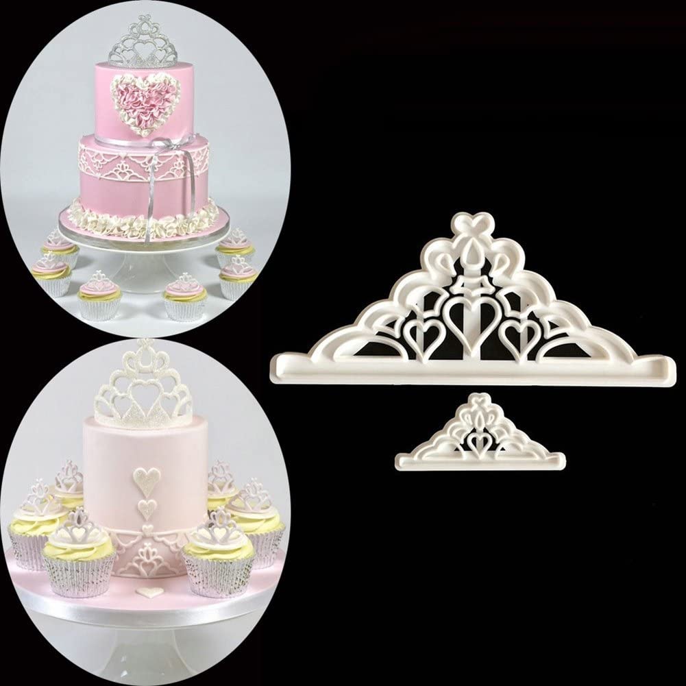 Buy 2 Pcs Crown Set Plastic Fondant Cutter Cake Mold - ALLMYWISH.COM