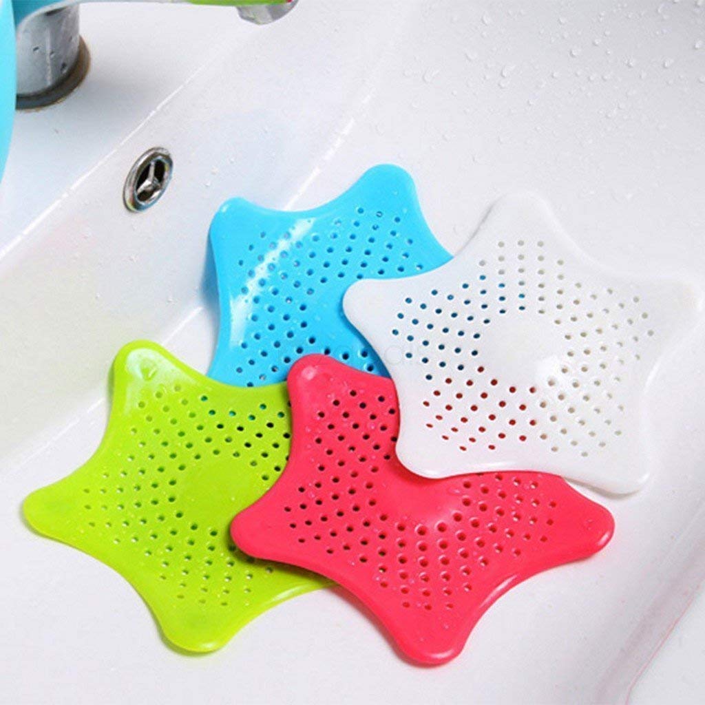 Buy 2 Pcs - Silicone Star Shaped Sink Filter Bathroom Hair Catcher, Drain Strainers Cover Trap Basin - H01259
