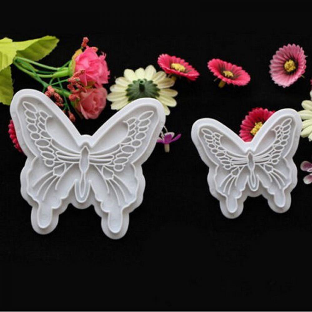Buy 2pcs/Set Butterfly Cookie Cutters Mould Cake Fondant Decorating mould 