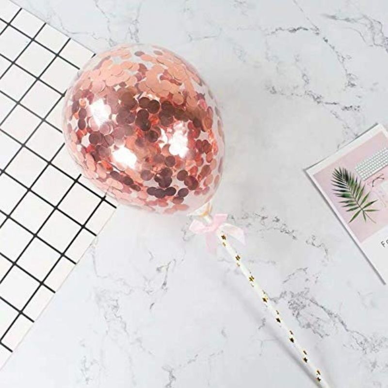 Buy CONFETTI BALLOON CAKE TOPPER - ROSE GOLD (5 PIECES) Online
