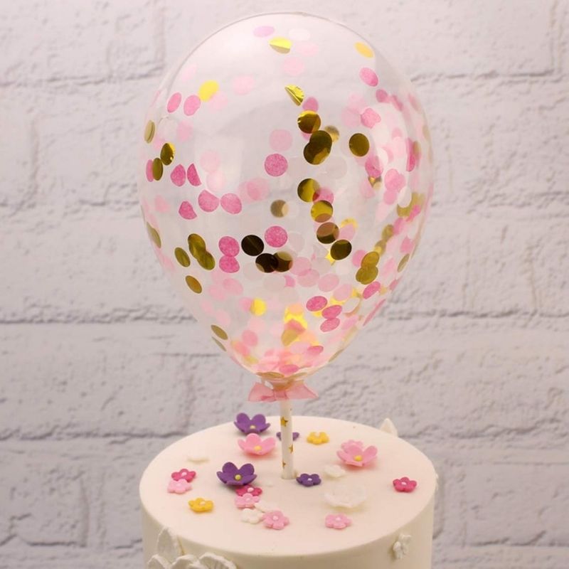 Buy CONFETTI BALLOON CAKE TOPPER - PINK (5 PIECES) Online
