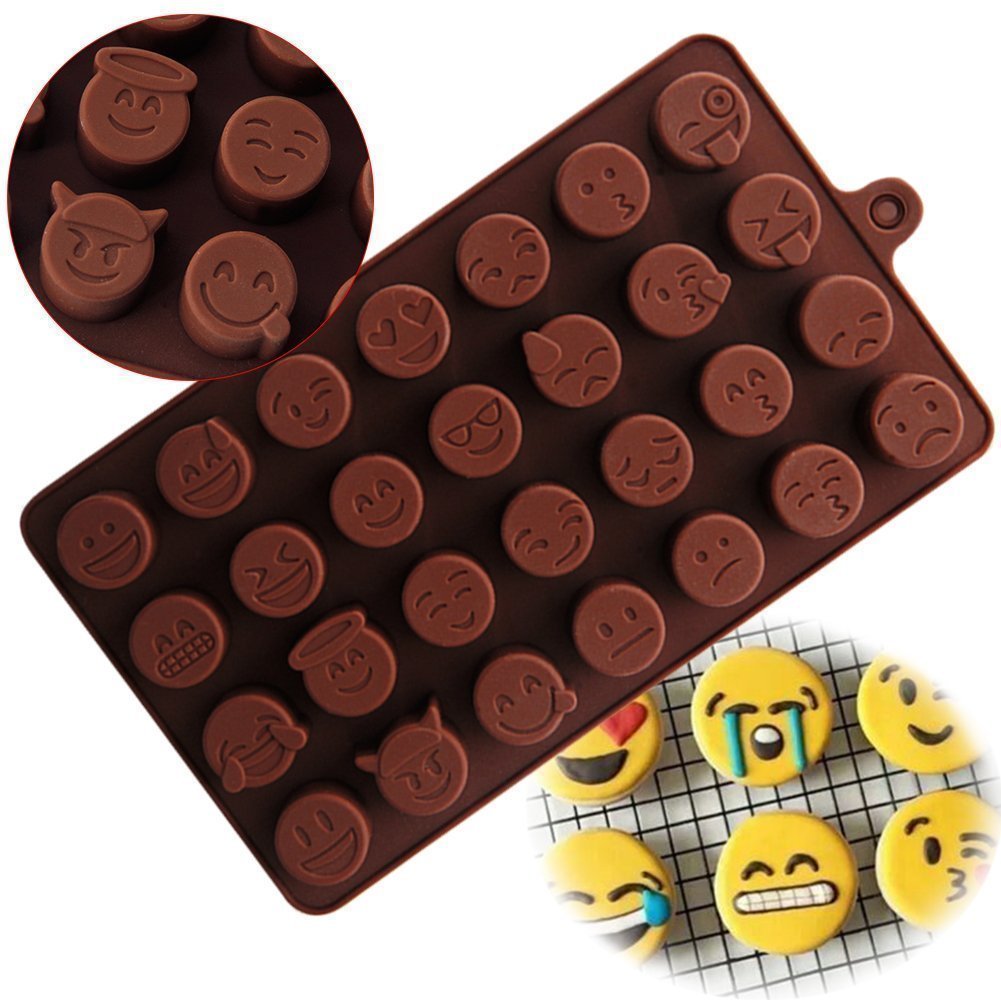 Buy 2 Pcs - 28 Cavity Smiley Faces Brown Chocolate Mould - ALLMYWISH.COM