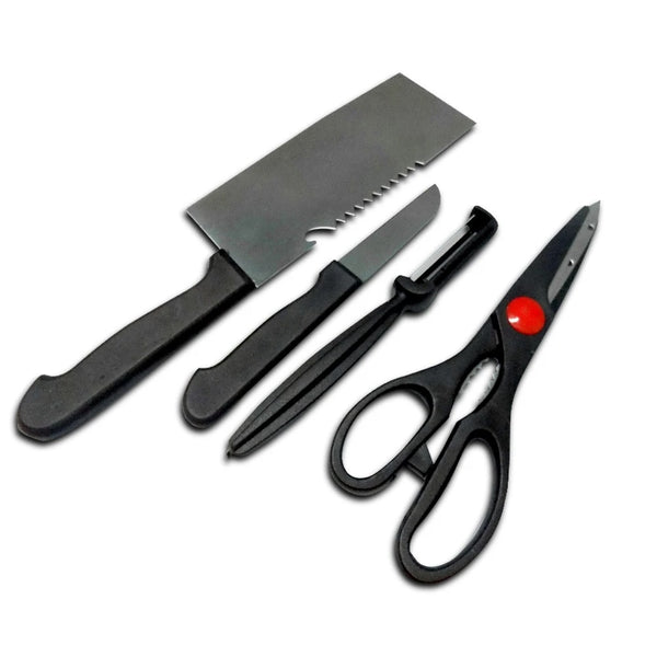 Buy Stainless Steel Kitchen Tool Set (Butcher Knife, Standard Knife, Peeler and Kitchen Scissor) - 4 Pcs - H01350