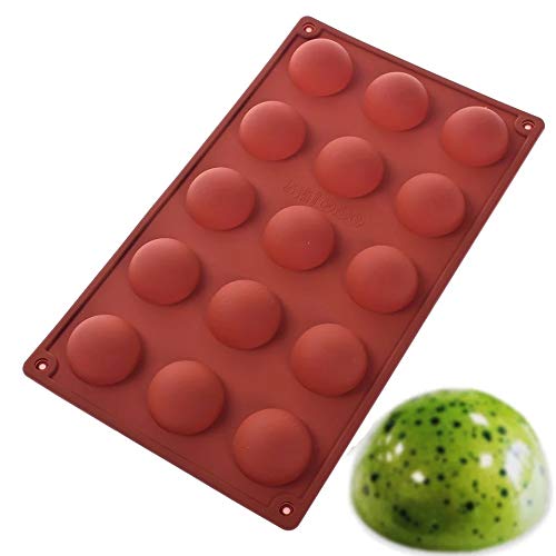 Buy 15 Half Sphere Silicone Mould Tray for Cake Or Chocolate Ball Dome Shape (3.8 cm Diameter of Each Cavity, Multicolor) - H01412