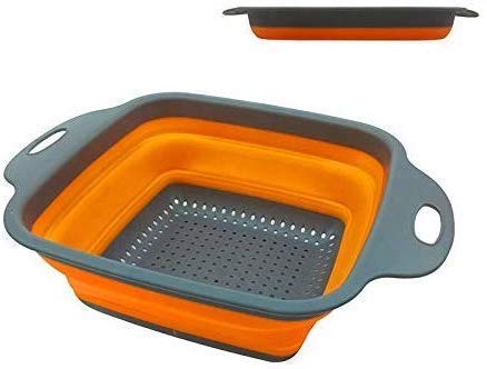 Buy Silicone Square Folding Drain 1 Pcs, Food Strainer, Collapsible Colander Vegetable Fruits Washing Strainer Kitchen Basket - H01422