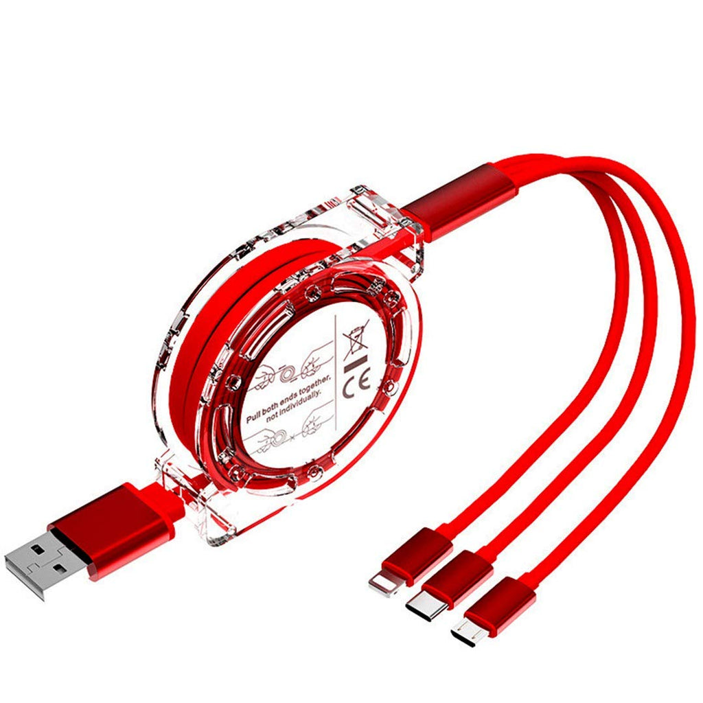 Buy 3-in-1 Retractable Fast Charging USB Data Cable 3.0A Online - ALLMYWISH.COM