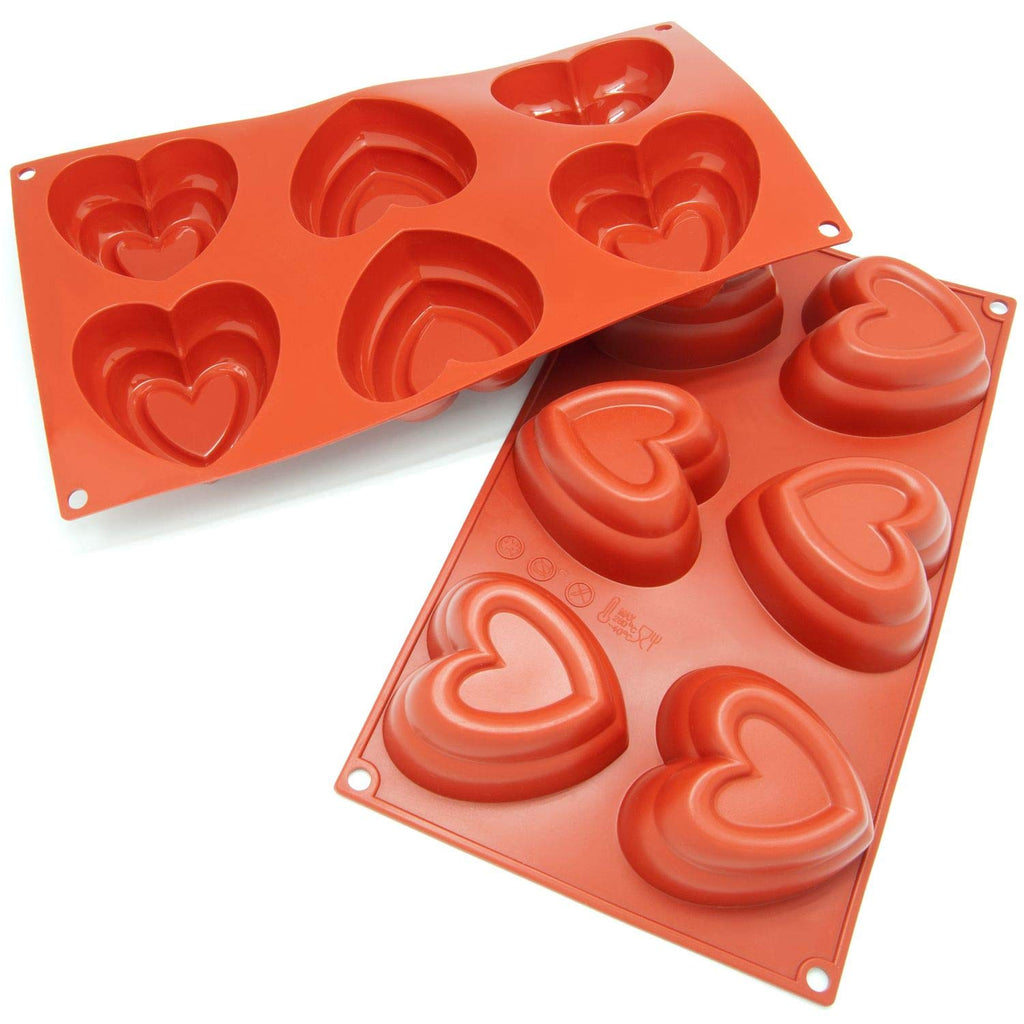Buy 6 Cavity 2 Layer Heart Shape Silicone Mould Online - ALLMYWISH.COM