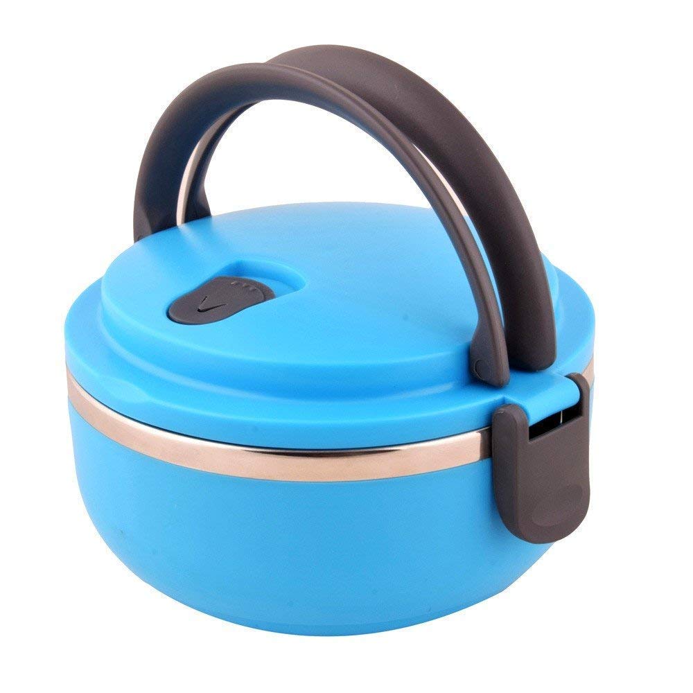 Buy Round Shape Vacuum Lunch Dinner Tiffin Box for School , Office ( Random Color ) - H01529