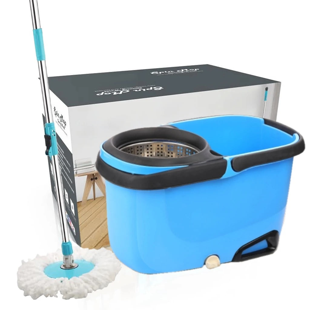 Buy Heavy Duty Microfiber Spin Mop with Plastic Bucket (Multicolour) Online