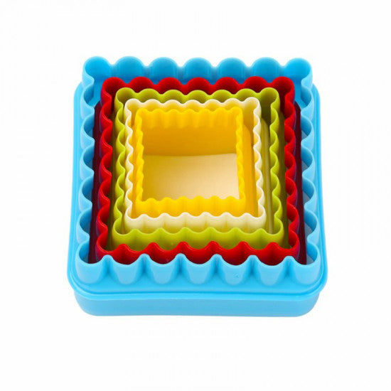 Buy Multi Colour Square Shape Plastic Cookie Cutter - Set of 5 Pieces Online