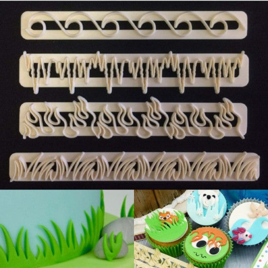 Buy Grass, Waves, Flames & Icicles Fondant Cutter Strips Set of 4 Pieces Online