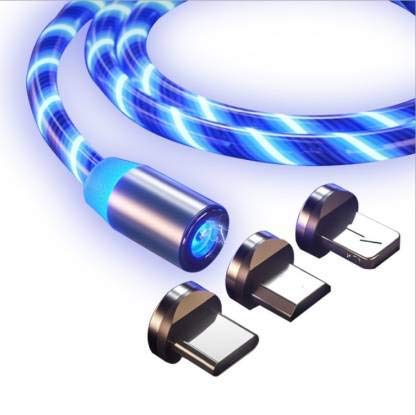 Buy Light Magnetic USB 360 Degree Rotation 3 in 1 Fast Charging Data Cable