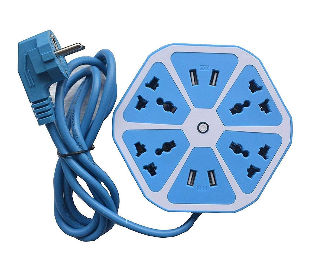 Buy Heavy Duty Hexagon Extension Cord with 4 USB Port & 4 Socket Online